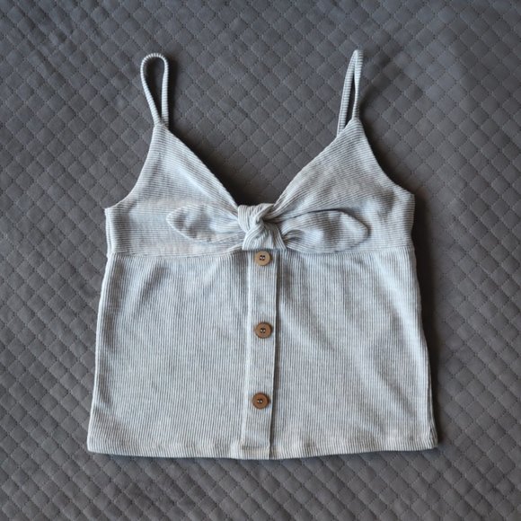 ONLY Ribbon Detailed Crop Top - Grey, XS - Picture 3 of 5